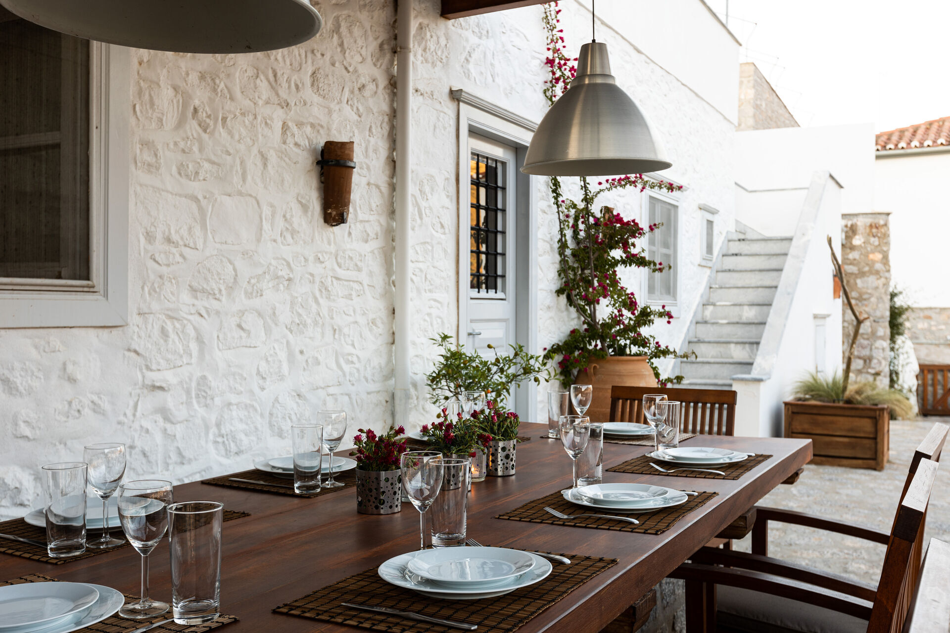 Outdoor dining table at Villa Alethea